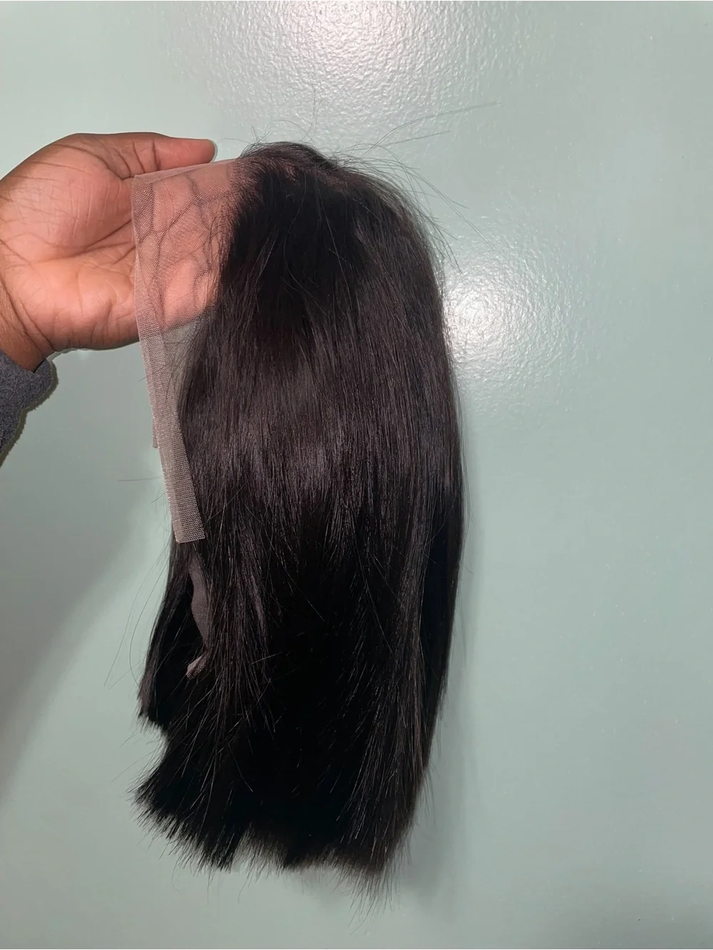 100% human Black Straight hair . Bob 12 in . 13x4 lace front wig